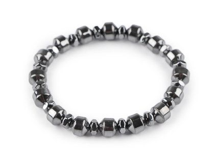 Náramek pružný hematitový, unisex (Balení 1 ks, Varianta 1 šedá hematit)