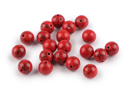 Tyrkys červený syntetický, minerální korálky Ø8 mm (Balení 20 ks, Varianta tyrkys červený)