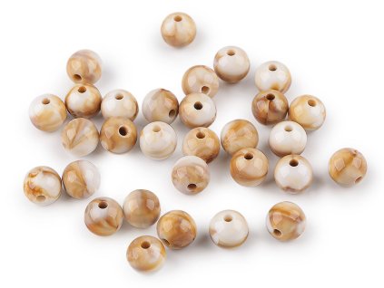 Plastové korálky imitující mramor Ø10 mm (Balení 20 g, Varianta béžovobílá)