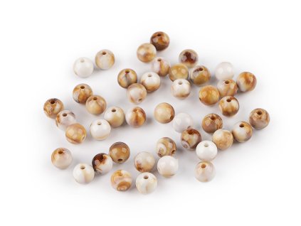 Plastové korálky imitující mramor Ø8 mm (Balení 20 g, Varianta béžovobílá)