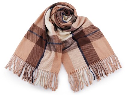 Šátek / šála / pléd s třásněmi 65x175 cm (Balení 1 ks, Varianta 1 béžová světlá)