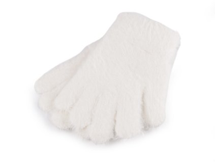 Dětské pletené rukavice chlupaté (Balení 1 pár, Varianta 1 krémová nejsvět.)