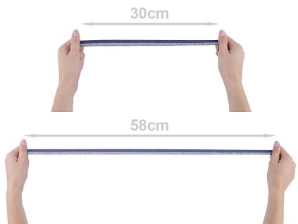 Lemovací pruženka půlená / lampas šíře 17 mm s lurexem (Balení 25 m, Varianta 7 černá stříbrná)