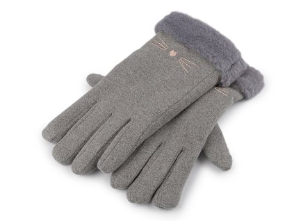 Dívčí rukavice s kožešinou zateplené, dotykové (Balení 1 pár, Varianta 1 šedá světlá)