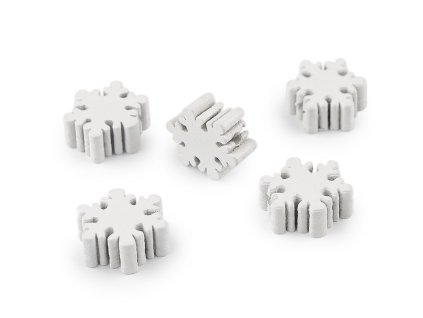 Dřevěné korálky vločka Ø20 mm (Balení 5 ks, Varianta bílá)
