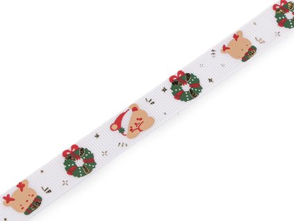 Vánoční rypsová stuha šíře 15 mm (Balení 22.5 m, Varianta bílá)