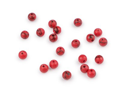 Tykrys červený syntetický, minerální korálky Ø4 mm (Balení 20 ks, Varianta tyrkys červený)