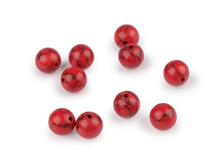 Tyrkys červený syntetický, minerální korálky Ø10 mm (Balení 10 ks, Varianta tyrkys červený)