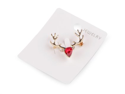 Vánoční brož s broušenými kamínky jelen (Balení 1 ks, Varianta 3 modrá azuro)