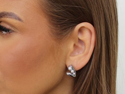 Náušnice z nerezové oceli s perlami (Balení 1 pár, Varianta stříbrná)