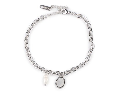 Náramek z nerezové oceli perleť, perla (Balení 1 ks, Varianta platina)