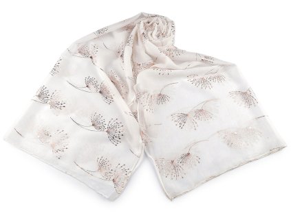 Šátek / šála se zlatým potiskem 70x180 cm (Balení 1 ks, Varianta 1 krémová nejsvět. růžovozlatá)