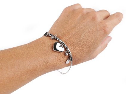 Náramek z nerezové oceli srdce (Balení 1 ks, Varianta stříbrná)