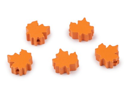 Dřevěné korálky listy 19x20 mm (Balení 5 ks, Varianta 1 oranžová)