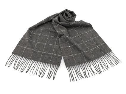 Pánská šála s třásněmi káro 30x175 cm (Balení 1 ks, Varianta 1 šedá)