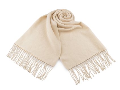 Zimní šála / pléd s třásněmi 70x180 cm (Balení 1 ks, Varianta 1 béžová světlá oboustranný)