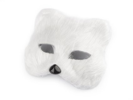 Karnevalová maska - škraboška chlupatá kočka (Balení 1 ks, Varianta 1 bílá)