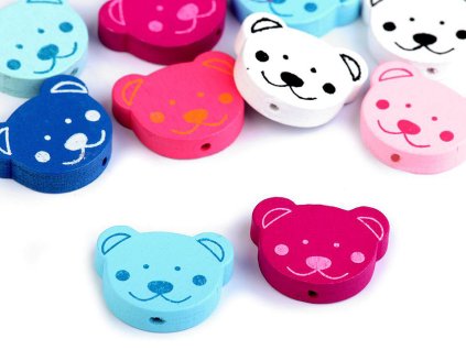 Dřevěné korálky medvídek, srdce, motýl (Balení 10 ks, Varianta 1 mix barev medvěd)