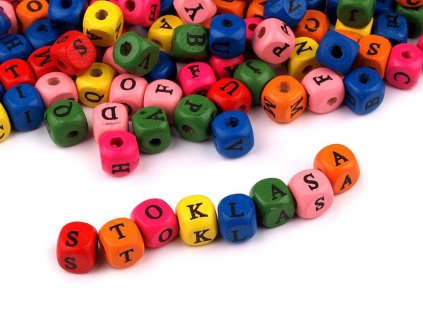 Dřevěné korálky kostka 10x10 mm (Balení 20 g, Varianta mix)