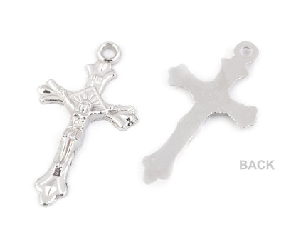 Přívěsek křížek na růženec 17x31 mm (Balení 10 ks, Varianta 1 platina)