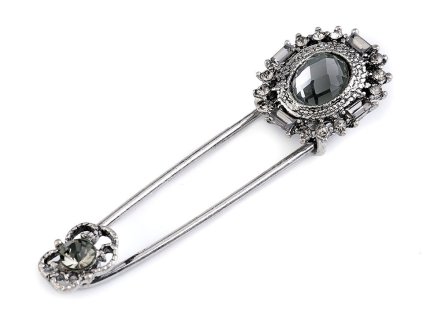 Brož s broušenými kamínky na spínacím špendlíku (Balení 1 ks, Varianta black diamond)