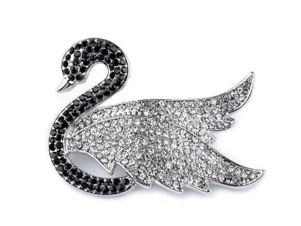 Brož s broušenými kamínky labuť (Balení 1 ks, Varianta crystal)