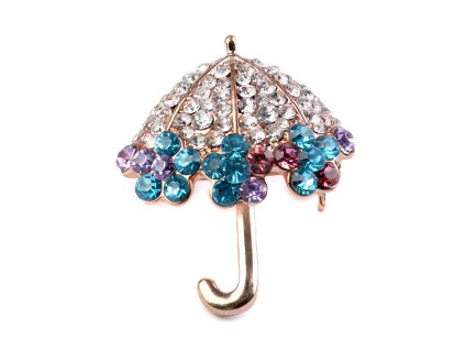 Brož s broušenými kamínky deštník, včela (Balení 1 ks, Varianta 2 nikl černý včela)