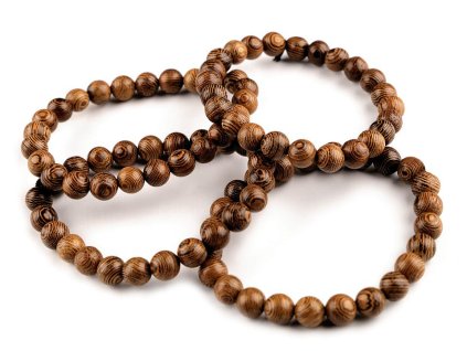 Náramek dřevěný (Balení 12 ks, Varianta 1   hnědá přírodní)