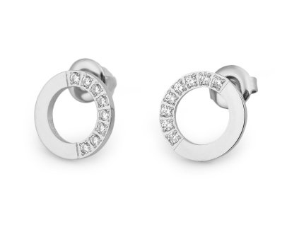 Náušnice z nerezové oceli kruhy, trojúhelníky s broušenými kamínky (Balení 1 pár, Varianta 1 stříbrná)