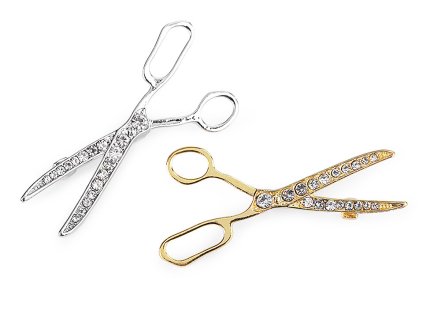 Brož s broušenými kamínky nůžky (Balení 1 ks, Varianta 1 platina)