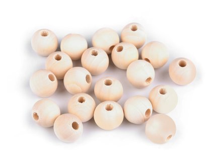 Dřevěné korálky nelakované Ø16 mm (Balení 50 ks, Varianta přírodní sv.)