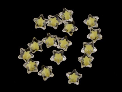 Plastové korálky hvězda Ø11 mm s efektem barev uvnitř (Balení 10 g, Varianta 1 žlutá světlá)