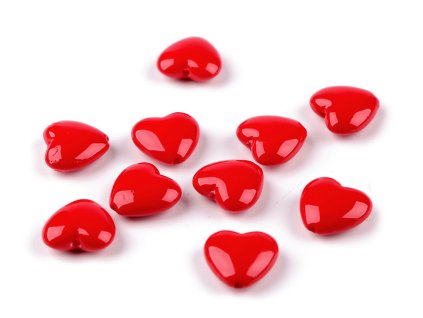 Plastové korálky srdce 17x18 mm (Balení 10 ks, Varianta červená)