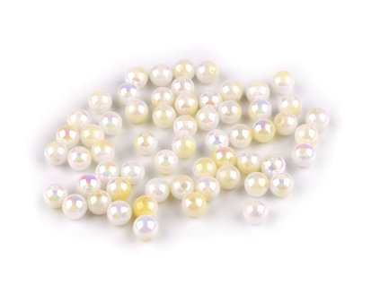 Plastové korálky s mermaid efektem Ø6 mm (Balení 20 g, Varianta 1 krémová světlá)