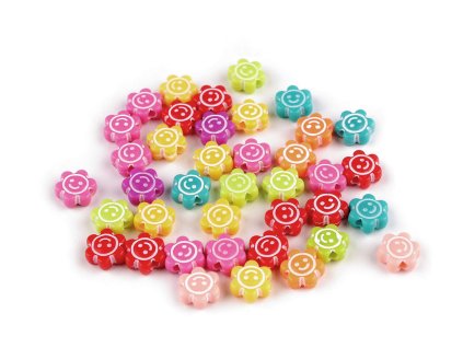 Plastové korálky květ Ø11 mm (Balení 10 g, Varianta 1 mix transparent)