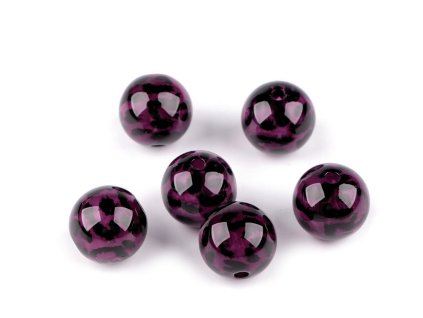 Plastové korálky leopardí vzor Ø16 mm (Balení 6 ks, Varianta 1 fialová tmavá)
