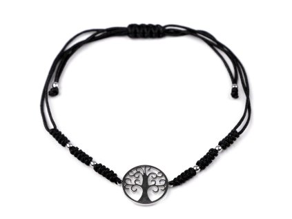 Náramek shamballa strom života z nerezové oceli (Balení 1 ks, Varianta černá)