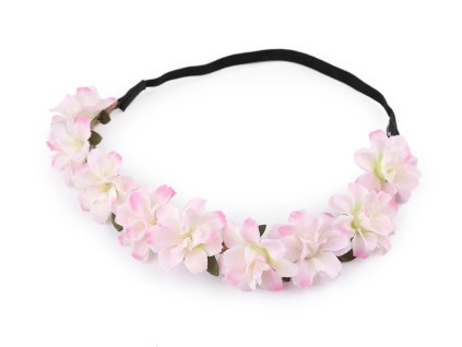 Pružná čelenka do vlasů s květy (Balení 1 ks, Varianta 1 růžová nejsv.)