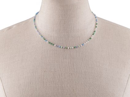 Náhrdelník z nerezové oceli s broušenými korálky (Balení 1 ks, Varianta zelenomodrá sv.)