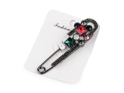 Brož s broušenými kamínky na spínacím špendlíku (Balení 1 ks, Varianta 1 platina tmavá)