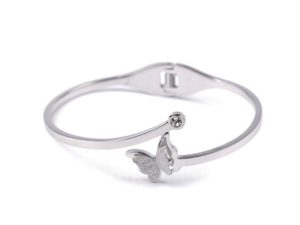 Náramek z nerezové oceli s broušenými kamínky (Balení 1 ks, Varianta 1 stříbrná motýl)