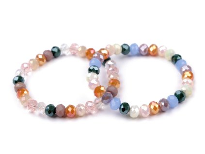 Náramek pružný z broušených korálků (Balení 1 ks, Varianta 1 pudrová)