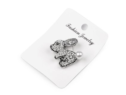 Brož s broušenými kamínky králík, pes (Balení 1 ks, Varianta 1 crystal pejsek)