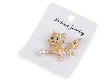 Brož s broušenými kamínky pes (Balení 1 ks, Varianta 1 zlatá sv.)