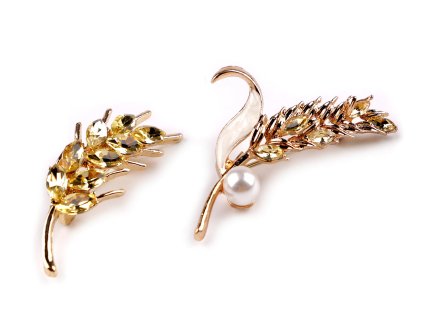 Brož s broušenými kamínky klas (Balení 1 ks, Varianta 1 zlatá)