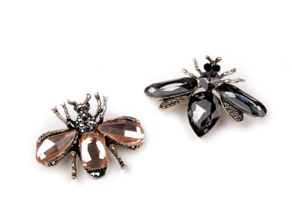 Brož s broušenými kamínky včela (Balení 1 ks, Varianta 1 pudrová)