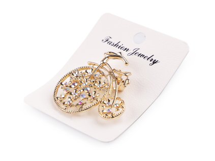 Brož s broušenými kamínky kolo (Balení 1 ks, Varianta crystal AB zlatá)