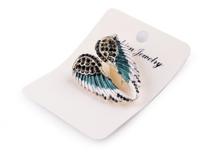 Brož s broušenými kamínky křídla (Balení 1 ks, Varianta 2 petrolejová)