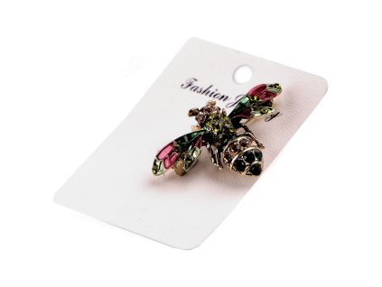 Brož s broušenými kamínky včela (Balení 1 ks, Varianta 2 antracit)