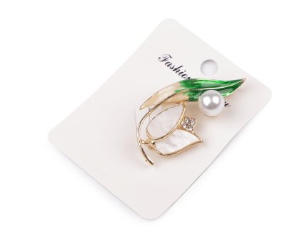 Brož s perlou (Balení 1 ks, Varianta 1 bílá)